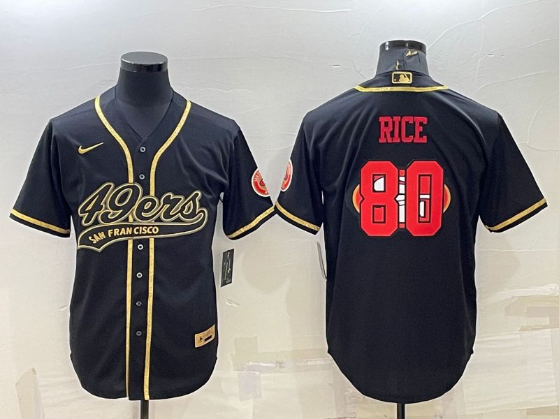 Men San Francisco 49ers #80 Rice Black Gold 2022 Nike Co branded NFL Jersey